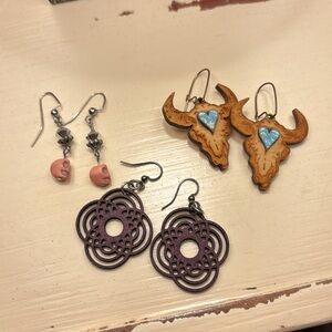 Unique Earring Lot Skull and Bull Designs